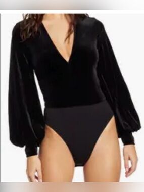 NWT Velvet V-Neck Long Sleeve Bodysuit - Sz- XL